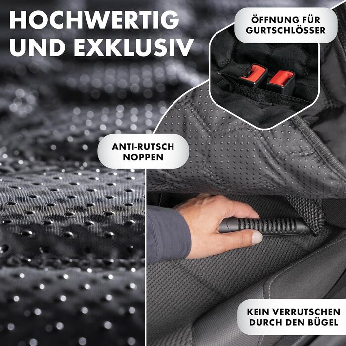 Автомобільна автодеко для собак Walser Premium Rocky, 100% водонепроникна захисна накидка на заднє сидіння з боковими захистами та оглядовим вікном, ідеальна для подорожей та транспортування малих та великих собак