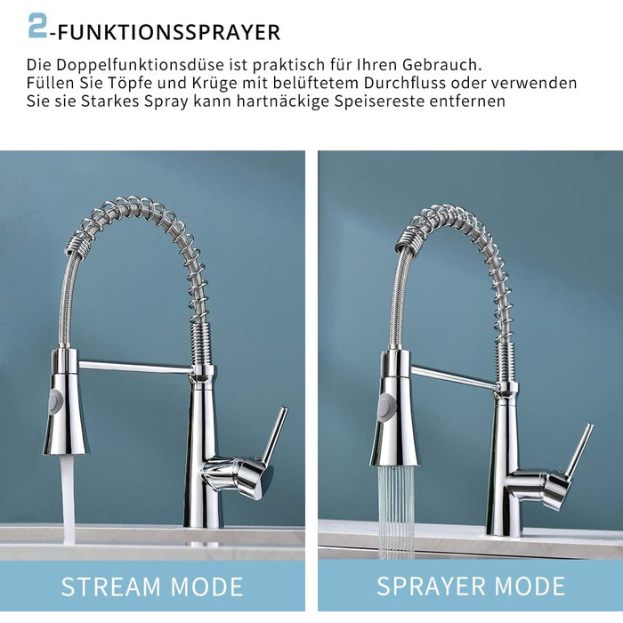 Кухонний змішувач TIMACO з поворотним гусаком 360° з нержавіючої сталі, з покриттям під хром (для низького тиску)