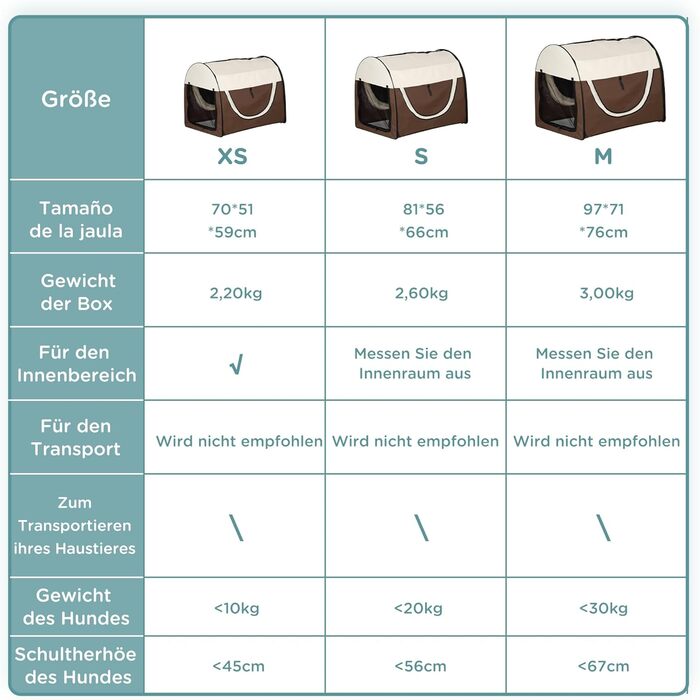 PawHut Транспортна переноска для собак та котів, рюкзак для тварин, водонепроникна сумка-переноска з подушкою, 70 x 51 x 59 см, Колір: Кофе