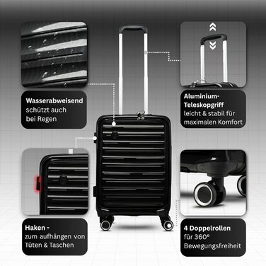 Чорний валіза-тролі 100 літрів з TSA замком - валіза з жорстким корпусом для подорожей