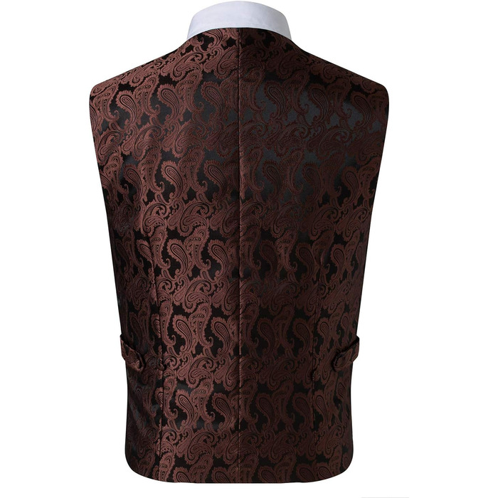Чоловічий комплект з краваткою та кишеньковим хустинкою, візерунок пейслі, 4-елементний XL, коричневий
