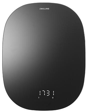 Кухонні ваги Zwilling Enfinigy з цифровим дисплеєм, функцією тарування, до 10 кг, USB-зарядка, чорного кольору