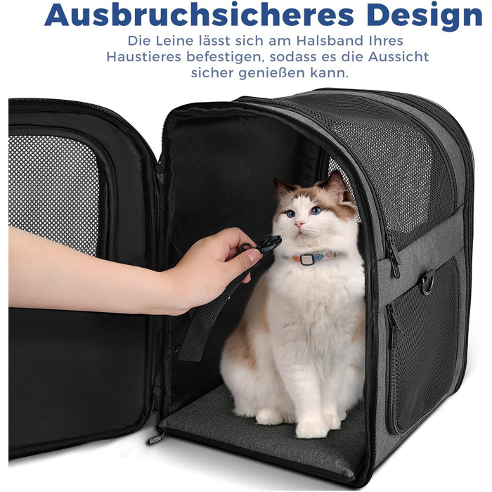 Рюкзак для собак та котів Apollo Walker - для малих тварин (2-15 кг), з підтримуючим каркасом, дихаючий, сірий - для походів, подорожей, активного відпочинку