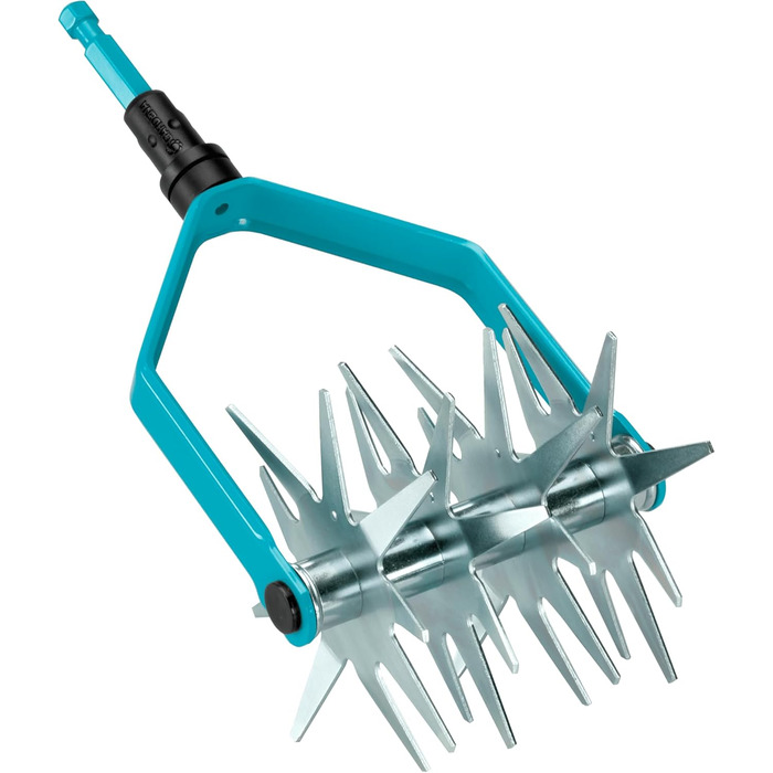 Gardena combisystem Star Cultivator: Soil cultivator for seedbed preparation and soil loosening, 14 cm working width, made of high-quality steel, Duroplast-coated, star wheels galvanized (3196-20)