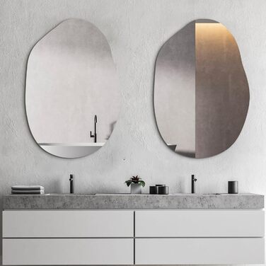 Дзеркало настінне прямокутне чорне 40x60 см з заокругленими кутами, нержавіюча сталь, для ванної кімнати та вітальні