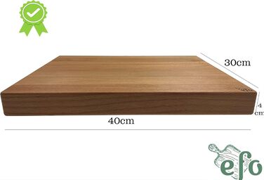 EFO Solid Cutting Board - Solid Chopping Block - Robust Cutting Block - Meat Cutting Board - Bread Board - Large Wooden Kitchen Board - XXL Chopping Block - Made of Beechwood (40x30x4cm)