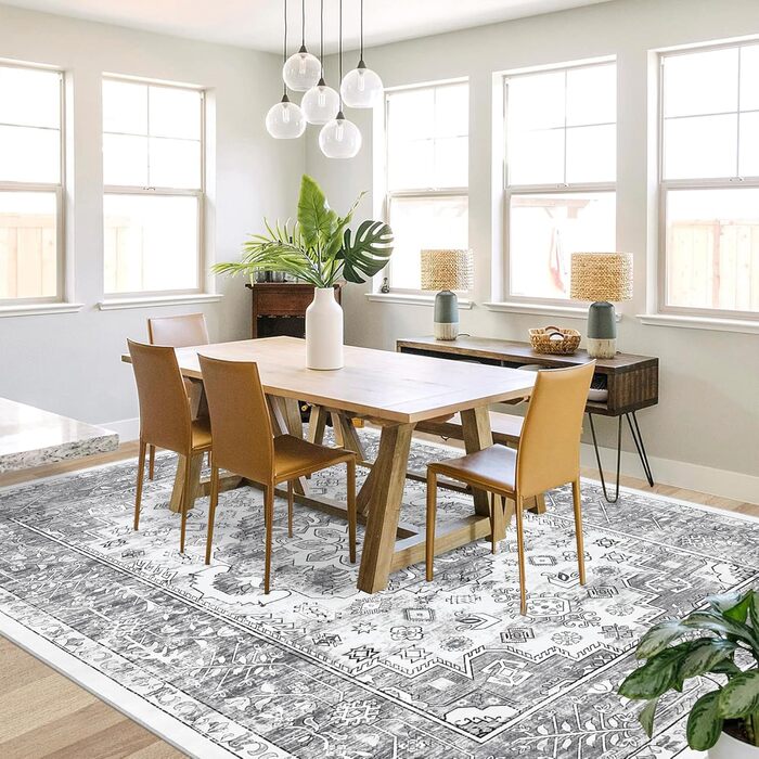 Килим Enyhom Boho Mandala 180x270 см, антиковзний, миючий, короткий ворс, для вітальні, спальні, кухні, ретро сірий