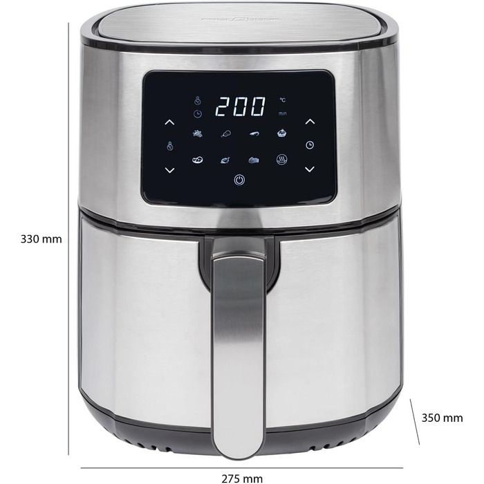 Аерофритюрниця ProfiCook 5,5 л, 1400 Вт, нержавійка, LED, 7 програм, без олії, для картоплі та нагетсів