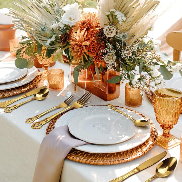 Набір столових приборів 20 предметів Vintage Palast з нержавіючої сталі на 4 особи, золотий, полірований, для посудомийної машини