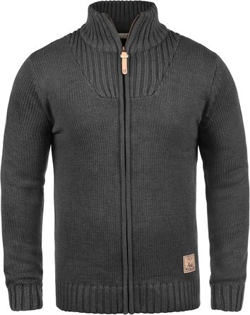 Чоловічий кардиган Soid SDPou з грубого трикотажу з бавовняної суміші, з коміром-стійкою, Regular fit, Back (9000), XXL, Темно-сірий меланж (8288)