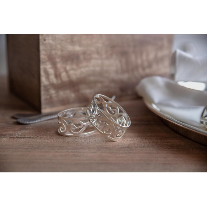 EDZARD Napkin Ring Vita, silver-plated, tarnish-resistant, length 5 cm, set of 4