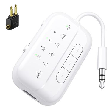 Bluetooth адаптер SONRU 5.3 Airfly: передавач та приймач 2-в-1, Aux 3.5 мм для навушників, ТБ, автомобіля та літака