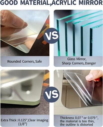 Дзеркальні плитки на стіну, 4 шт., 25x25 см, самоклеючі, акрил, для дитячої кімнати