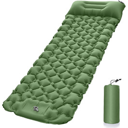 Isomatte самонадувна туристична, килимок для кемпінгу з помпою та подушкою, з'єднувана, водонепроникна, для відпочинку на природі