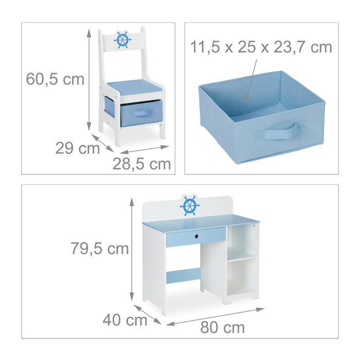 Relaxdays Children's Desk and Chair Nautical