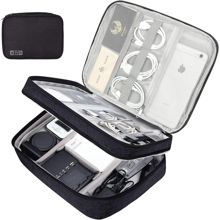 Органайзер для кабелів MOLENCO: водонепроникна сумка-органайзер для подорожей, 3 відділення, чорний