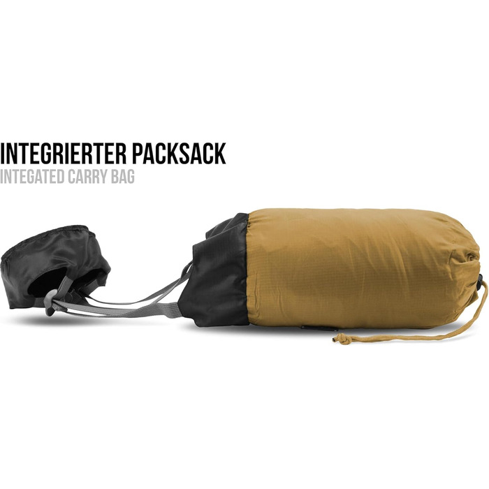 normani Ultralight Sleeping Bag Runty COMPACT SIZE! 3D Microfiber Microtech Filling, Waterproof Summer Sleeping Bag Yellow 210 cm x 75 cm x 60 cm (Right)