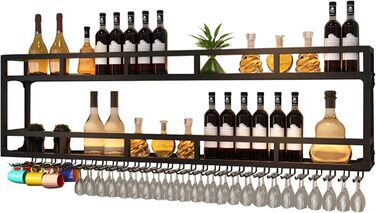 Настінна вітрина для вина з металу з підсвічуванням, чорна (3 яруси, 100 см)