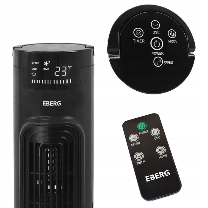 Колонний вентилятор EBERG AIRO85 XXL: безшумний підлоговий обдув з LED-дисплеєм та пультом керування
