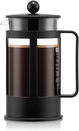 Bodum Kenya Френч-прес для кави - 1л, 8 чашок, з боросилікатного скла та нержавіючої сталі, миється в посудомийній машині, Made in Portugal, чорний