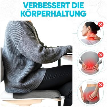 Крісло-подушка FORTEM: м'який, антиковзний наповнювач Memory Foam, сірий дихаючий чохол, для офісного, ігрового та автомобільного крісла