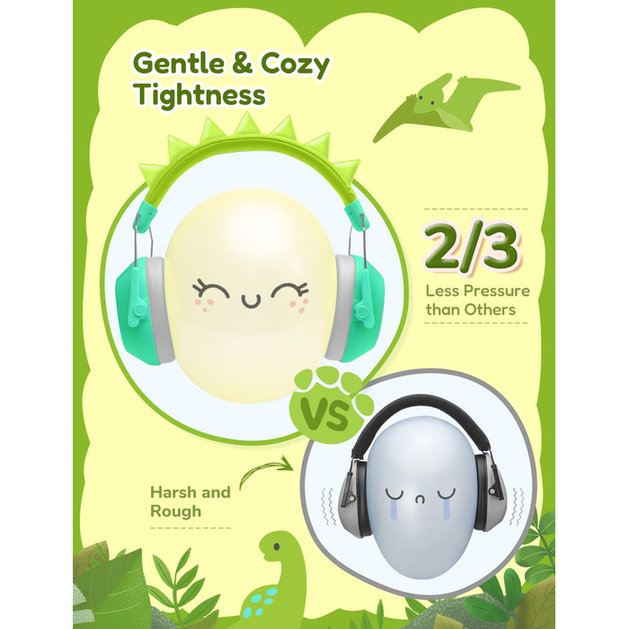 iClever навушники з шумозаглушенням для дітей (рожеві, з котячими вушками та динозавром)