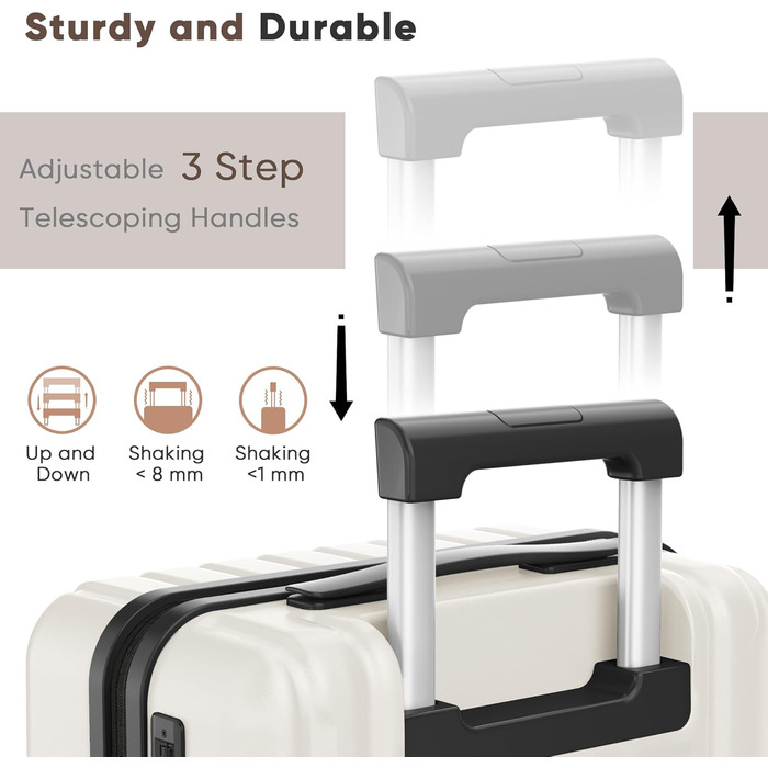 Набір валіз Showkoo з трьох частин (M, L, XL) з жорстким корпусом, розширюваний, легкий, з полікарбонату, білий. З TSA замком та 360° колесами.