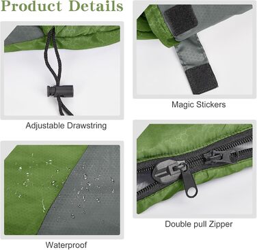 Yarmiene 3-4 Season Sleeping Bag - Outdoor Rectangular Sleeping Bag for Adults & Kids - Warm & Portable for Camping, Hiking (Green+Gray)