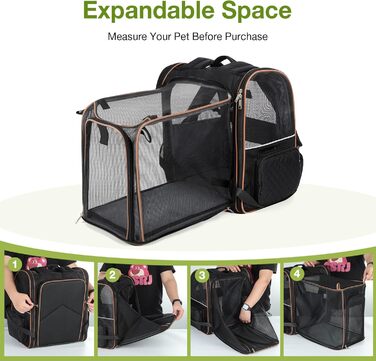 Рюкзак-переноска для котів Hunderucksack, 2-в-1, до 8 кг, розширюваний, чорний