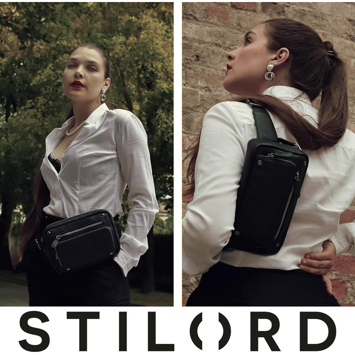 STILORD Сумка на пояс з екошкіри Vintage для чоловіків, жінок та дітей. Сумка через плече, на пояс, для подорожей, фестивалів, спорту. Чорний колір