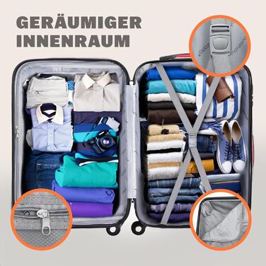 Набір валіз Monzana® Baseline 3шт (M-L-XL) з жорстким корпусом, 4 колеса, чорний