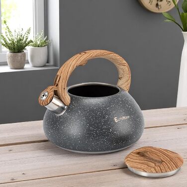 Чайник Induktion EliteHoff 3L з нержавіючої сталі з автоматичним свистком, сірий (E-5111)