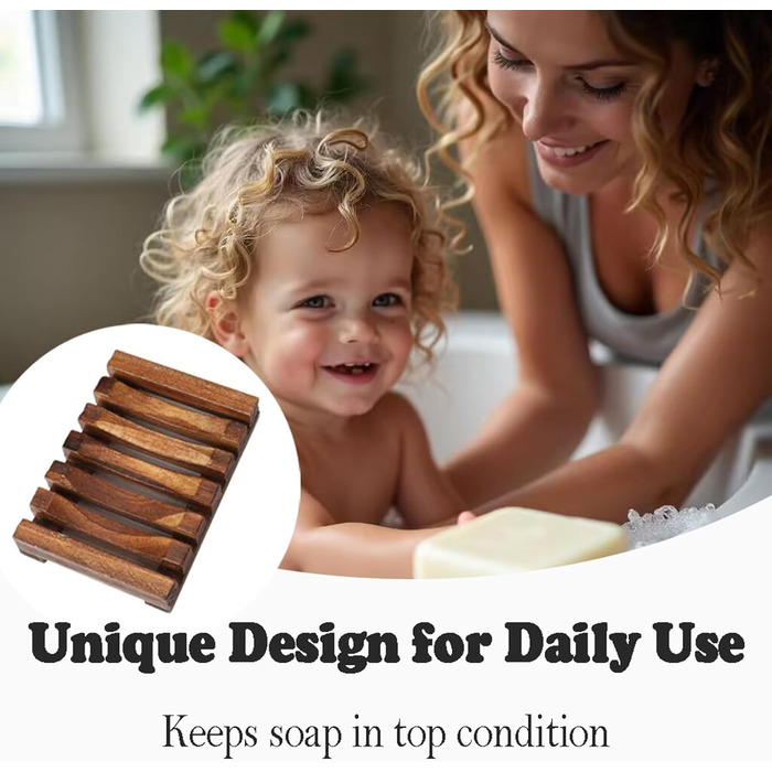 Дві дерев'яні мильниці еко-стилю для ванної кімнати та кухні, ручної роботи, біорозкладні