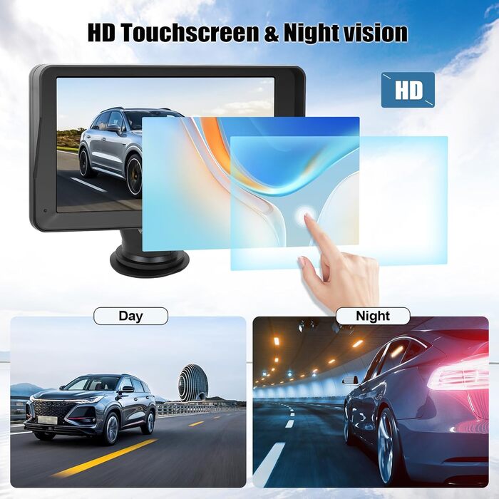 Автомобільна навігація CAMECHO 2025 з 7'' HD дисплеєм, бездротовим CarPlay та Android Auto, Bluetooth, FM-трансмітером, AirPlay, AUX, кріпленням на панель, камерою заднього виду, 64ГБ TF-карта