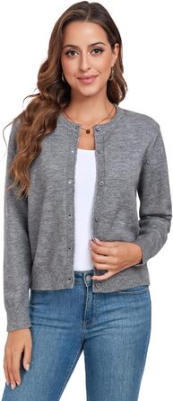 Кардиган жіночий KESSER Daen, сірий, розмір L, класичний, з ґудзиками, в'язаний, для осені/зими
