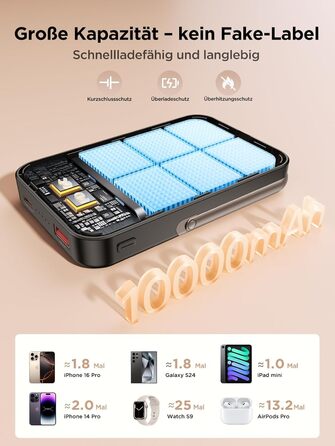 Портативний зарядний акумулятор Powerbank MagSafe 10000mAh з бездротовою зарядкою, USB-C, для iPhone, AirPods (Чорний)