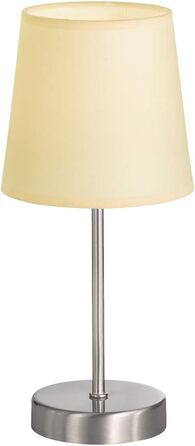 Настільна лампа WOFI Cesena, 1-лампова, чорна, тканинний абажур (бежевий), 14 x 14 x 32 см