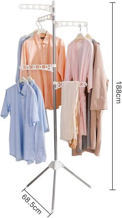 BAOYOUNI Folding Clothes Rack Clothes Drying Rack Garment Rack Clothes Rack Universal Clothes Dryer, with 5 Folding Clothes Hooks, Space-Saving, for Shirts, Blouses, Sweaters, Dresses