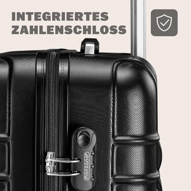 Набір валіз Monzana® 4 шт. з ABS-пластику, S-M-L-XL, чорний, з гелевими ручками та коліщатами