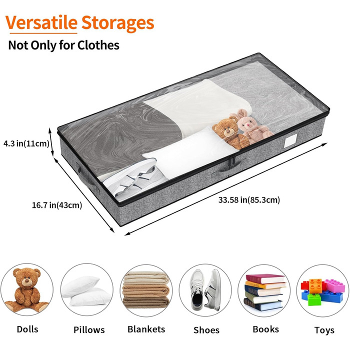 Контейнери для зберігання під ліжком Fixwal, 4 шт. – низький профіль, міцні стінки, органайзери для одягу