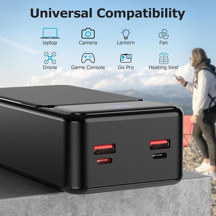 Power Bank 50000mAh з LED дисплеєм, 22.5W, PD20W, 3 виходи, 2 входи, USB-C, для iPhone 16/15/14/13/12 Pro Max (ZT03C)