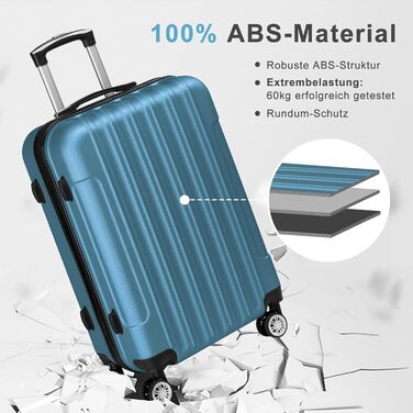 Набір валіз LALAHO 5 шт. з косметичкою, з ABS пластику, для подорожей, багаж з косметичкою та ручною поклажею, Бордовий (смужки)