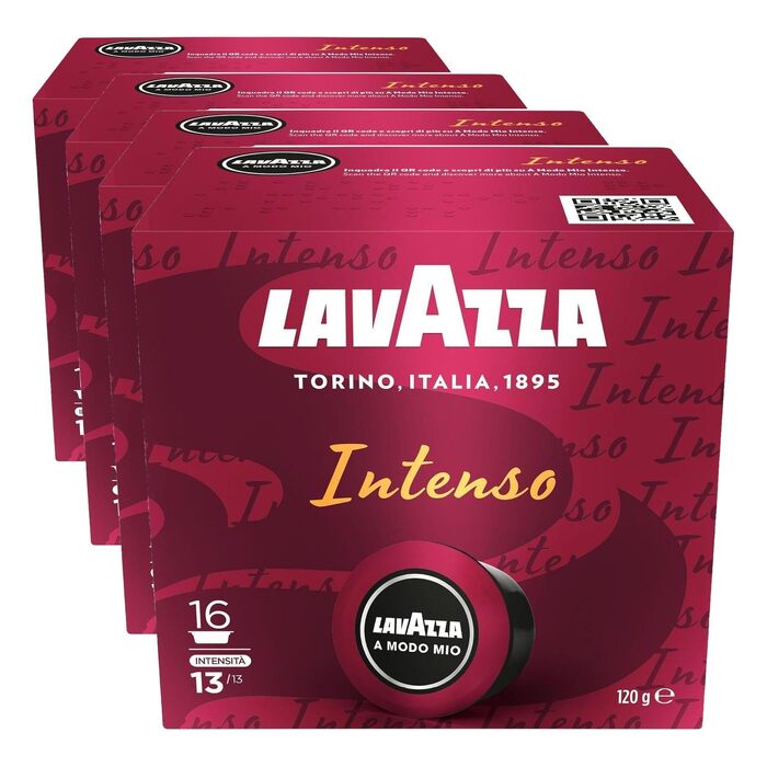 Кава в капсулах Lavazza A Modo Mio Espresso Intenso, інтенсивність 13, суміш Арабіки та Робусти, середньо-темне обсмаження, 64 капсули (4 упаковки по 16 шт)
