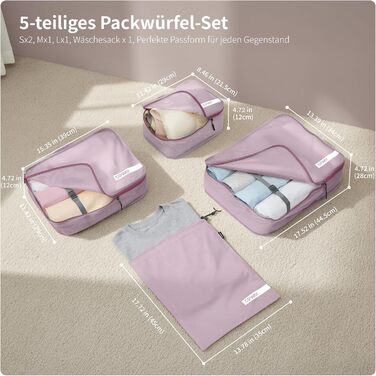 Органайзер для валізи Cipway, 5 шт. Кулічки для одягу для подорожей, нейлон, сірий (5шт, м'ятно-рожевий)
