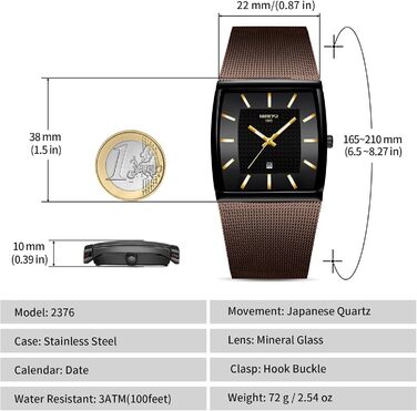 Годинник чоловічий NIBOSI - годинник для чоловіків, кварцовий, аналоговий, водонепроникний, з датою, коричневий, з міцним браслетом з нержавіючої сталі