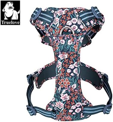 Шлейка для собак WINHYEPET Truelove No-Pull, бавовняна, дихаюча, світловідбиваюча, регульована, для бігу та прогулянок, підходить для котів та собак середніх розмірів (XL, Navy Blazer)