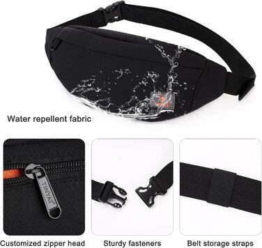 Поясна сумка TINYAT для туризму та спорту, чорна, T201