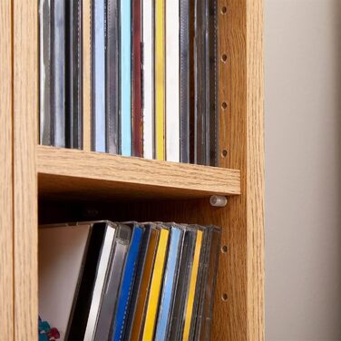 Медіарегал CARO-Möbel Chart з дикого дуба, для CD, DVD, Blu-ray, 2-секційний, 10 полиць, до 160 CD, 20x187 см