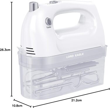 Ручний міксер Lord Eagle 400W: 5 швидкостей, турбо-режим, нержавіюча сталь