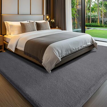 Килимок для вітальні та дитячої кімнати 160x230 см, сірий, з коротким ворсом, миючий, антиковзаюча підкладка